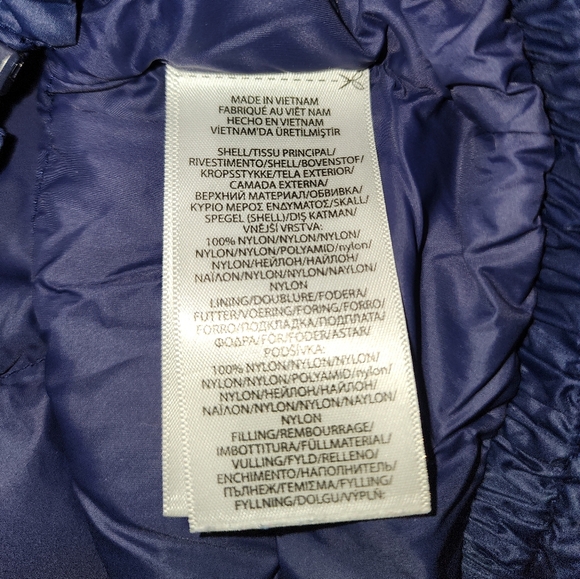 Polo Ralph Lauren Navy Ruffle Hem Quilted Down Puffer Coat Jacket Girls Lrg - Picture 10 of 11